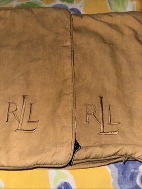 2 Ralph Lauren Lumbar Pillow Cover Warm Beige 13” x 26”